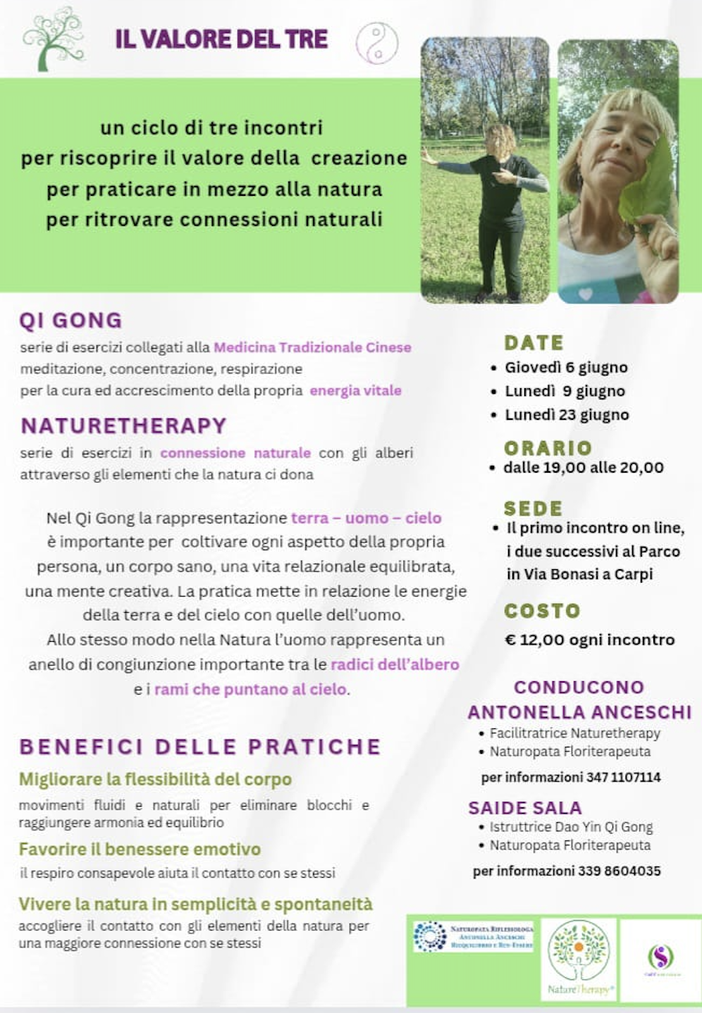 RITORNA ALLA NATURA, RITORNA A TE STESSO: IL VALORE DEL TRE:  NATURA E QI GONG - NATUROPATA LIFE COACH ANTONELLA ANCESCHI - CARPI - MODENA - REGGIO - CONSULENZE ONLINE 