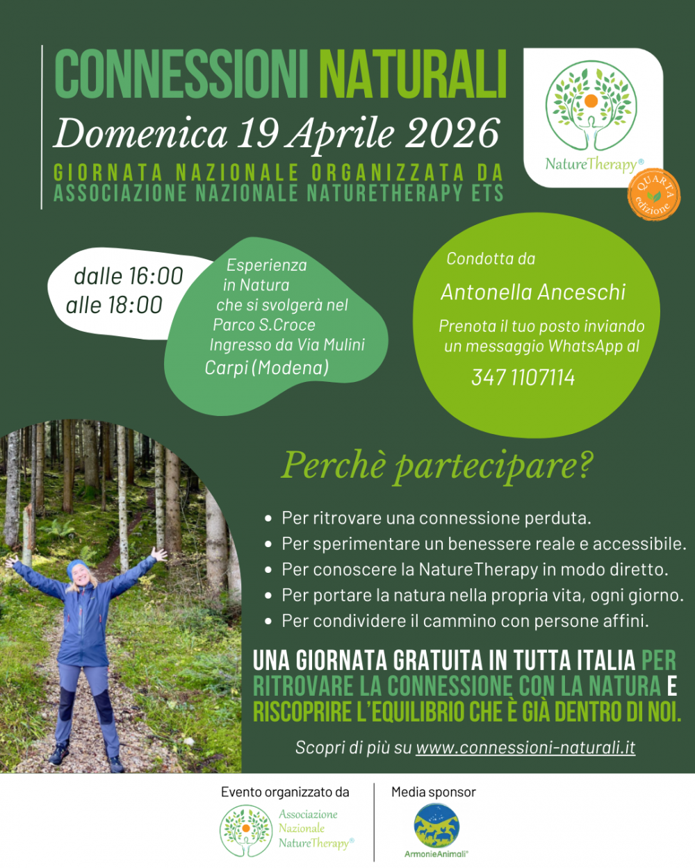 19 APRILE ESPERIENZA DI NATURETHERAPY "LE CONNESSIONI NATURALI" PARCO S.CROCE - NATUROPATA LIFE COACH ANTONELLA ANCESCHI - CARPI - MODENA - REGGIO - CONSULENZE ONLINE 