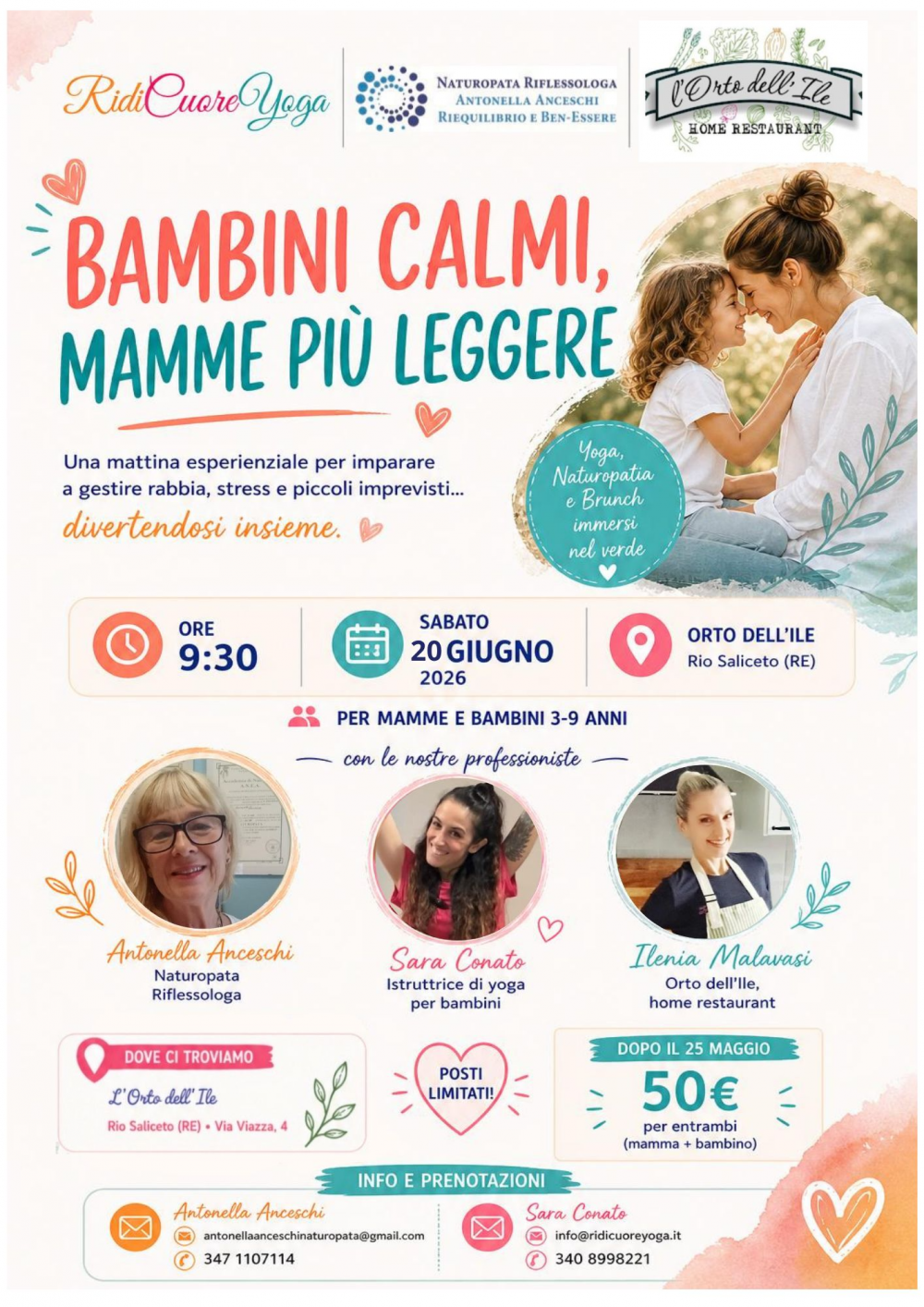 sabato 20 Giugno: bambini calmi e mamme più leggere - NATUROPATA LIFE COACH ANTONELLA ANCESCHI - CARPI - MODENA - REGGIO - CONSULENZE ONLINE